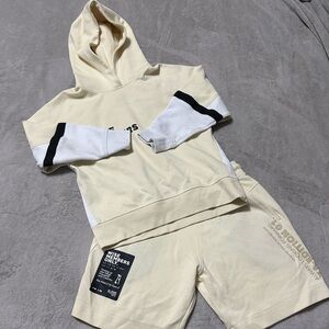 Zara Cream and Black hoodie and short set